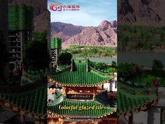 Κινεζικός Gazebo πράσινος βερνικωμένος στεγών κεραμιδιών κήπος σπιτιών τσαγιού τερακότας χειροποίητος