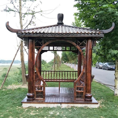 ποιότητας  Outdoor Pavilion Chinese Wood Gazebo Hexagonal 3m Antique Garden Pagoda Εργοστάσιο