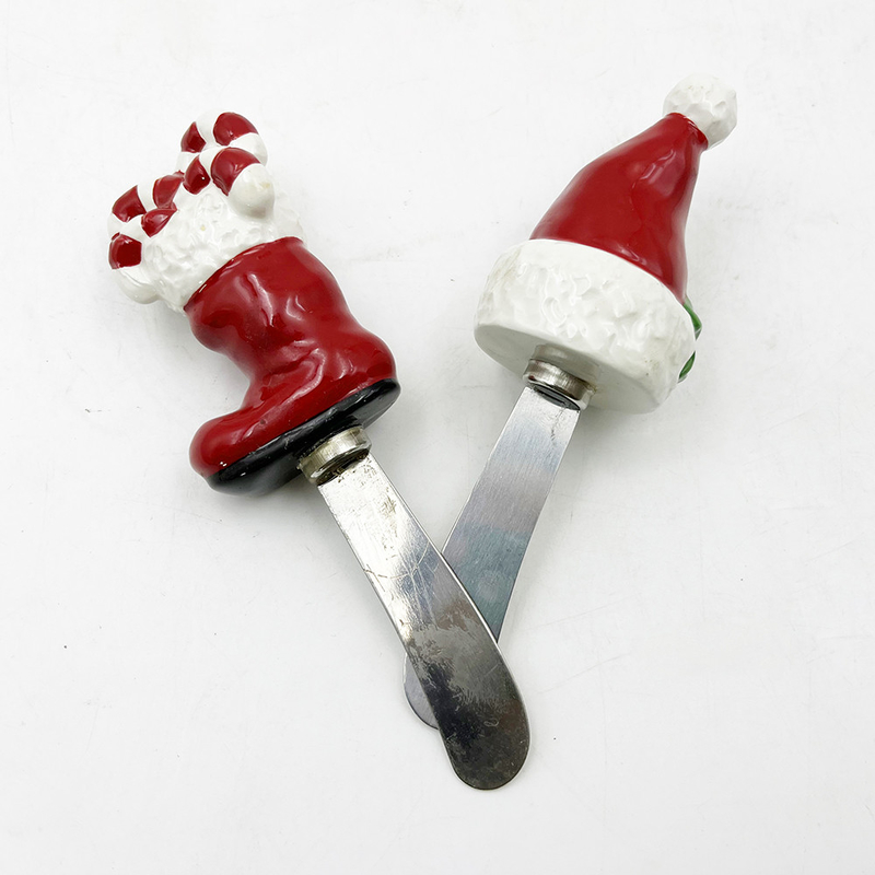 Χριστουγεννιάτικο Santa Hat μπότα Χέρι ζωγραφισμένο λαβή με ανοξείδωτο χάλυβα λεπίδα Τυρί Spreader Spreader βούτυρο