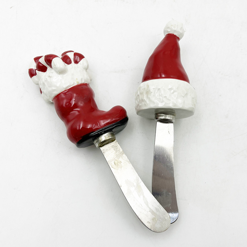 Χριστουγεννιάτικο Santa Hat μπότα Χέρι ζωγραφισμένο λαβή με ανοξείδωτο χάλυβα λεπίδα Τυρί Spreader Spreader βούτυρο