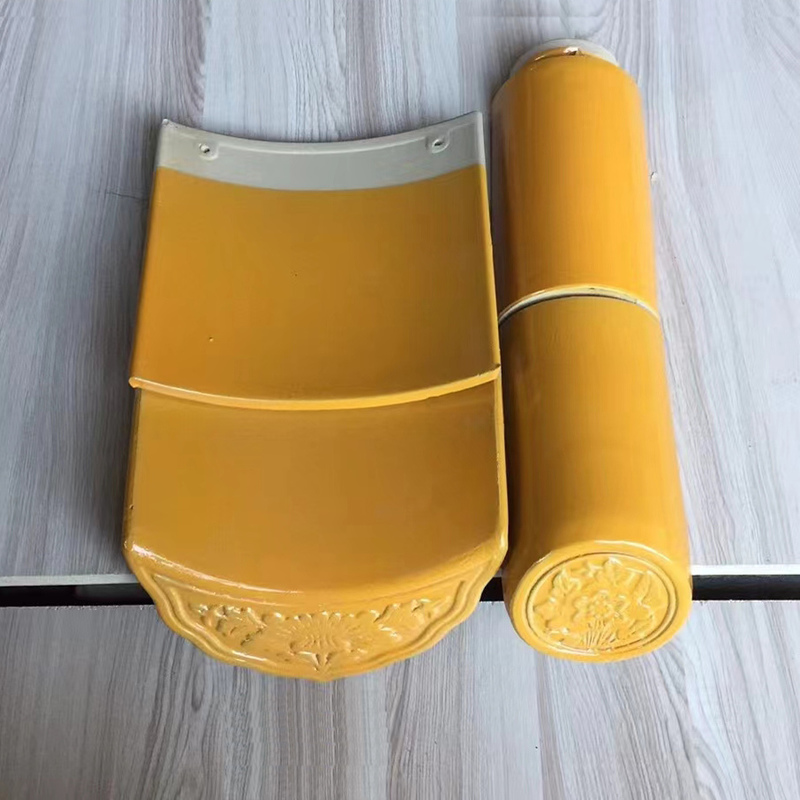 Restaurant Decoration Material Ancient Style Glazed Tiles Golden Roof Shingles for Temple