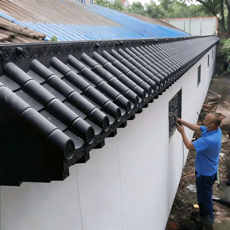 3D Antique Eaves Roof With Shelf Asian Chinese Style Plastic Roof Tiles Easy Installation