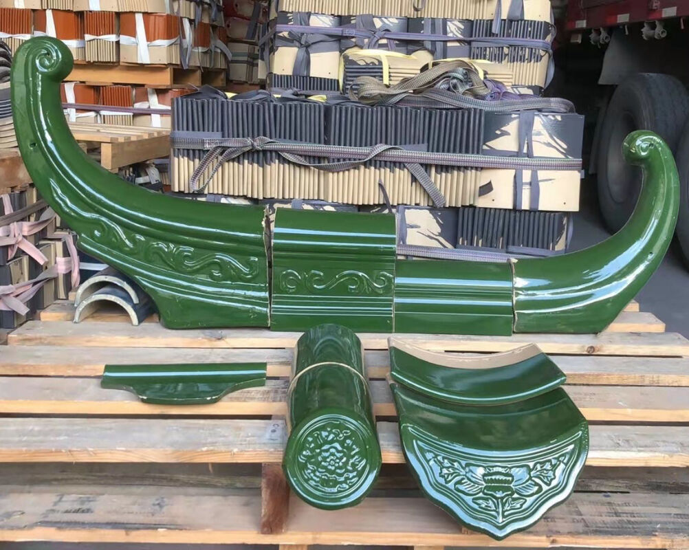 Κινέζικα παραδοσιακά πράσινα γυαλισμένα κεραμίδια οροφής νεφρίτης πράσινο χειροποίητο πηλό γυαλισμένα κεραμίδια πυρόσβεση αδιάβροχο για ασιατικό ναό βίλα