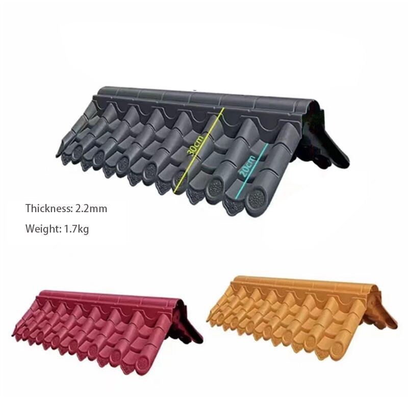 Red Lightweight Roof Sheet Corners Garden Shed Ridge Tiles Plastic Chinese Roof Decoration