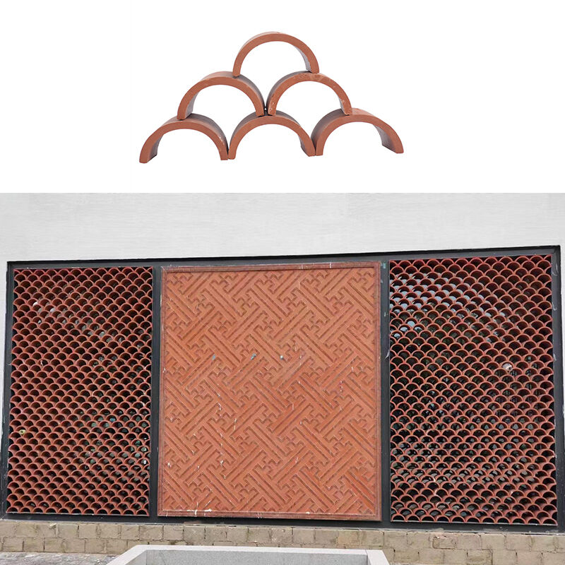 Μισό στρογγυλό Vent Claustra Terracotta Breeze Block Τείχος διακοσμητικό διάτρητο τούβλο πηλό βεράντα Μπλοκ 200 * 100mm για τοίχο χαρακτηριστικό
