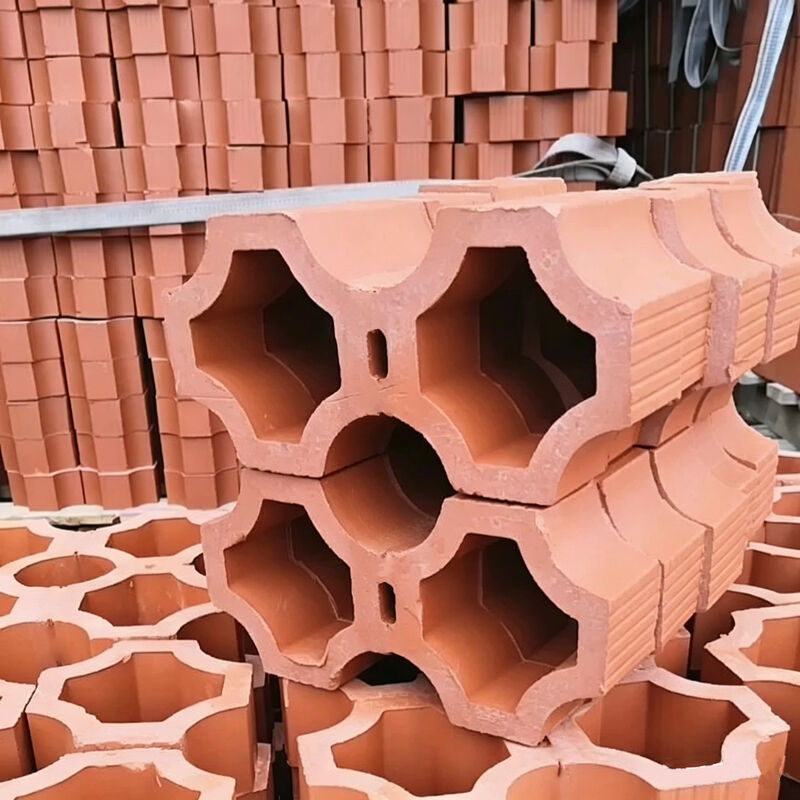 Πυρόλιθος Breeze Blocks Φυσικό κόκκινο τερακότα τοίχου με οθόνη για αρχιτεκτονική σκίαση και εξαερισμό προσόψεων
