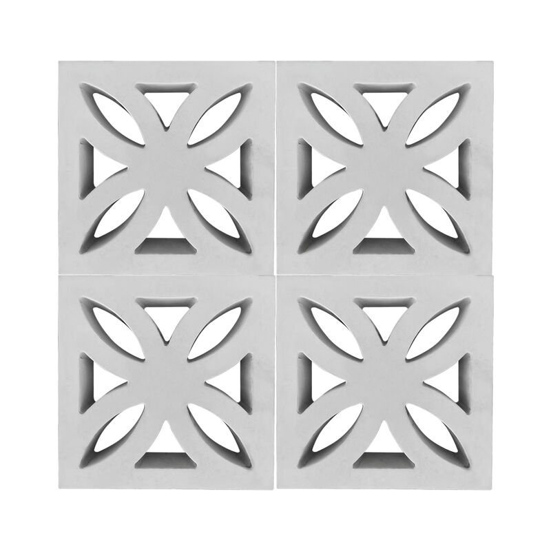 Resort-Style Concrete Breeze Screen Fencing 300x300mm Decorative Four-Petal Sunshade Blocks for Villa Courtyards & Pool Privacy Walls