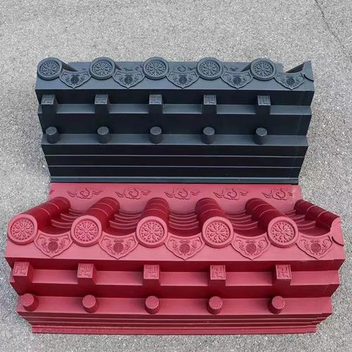 Modular Asian Style Wall Top Eaves Cover Weatherproof Resin Chinese Roof Ridge Tiles for Hotel & Restaurant Wall Decor